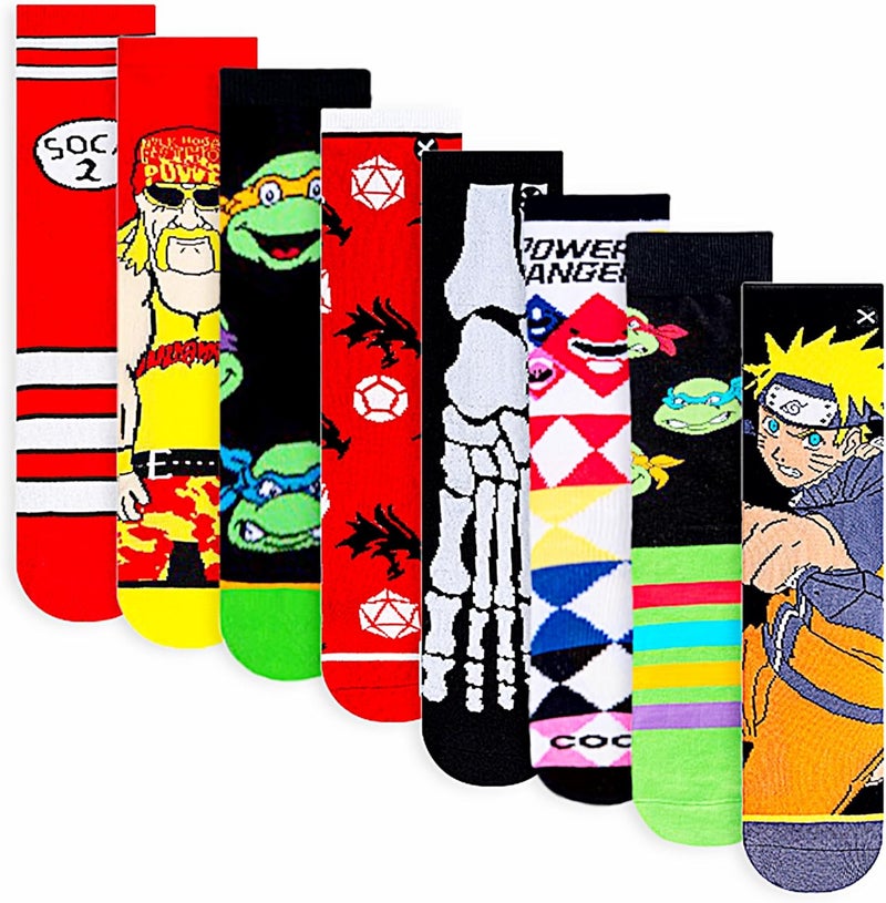 Odd Sox – Big Kids 8-Pack Novelty Themed Crew Socks Bundle-Shoe Sizes 3–5 –Soft, Comfortable, Great Durable Gift for Kids - Image 1